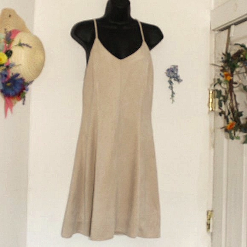 Doe Suede Soft Dress in Cream & Spaghetti straps